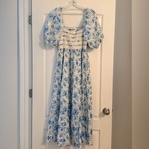 Peach Love California Blue and White Dress…Perfect for Easter